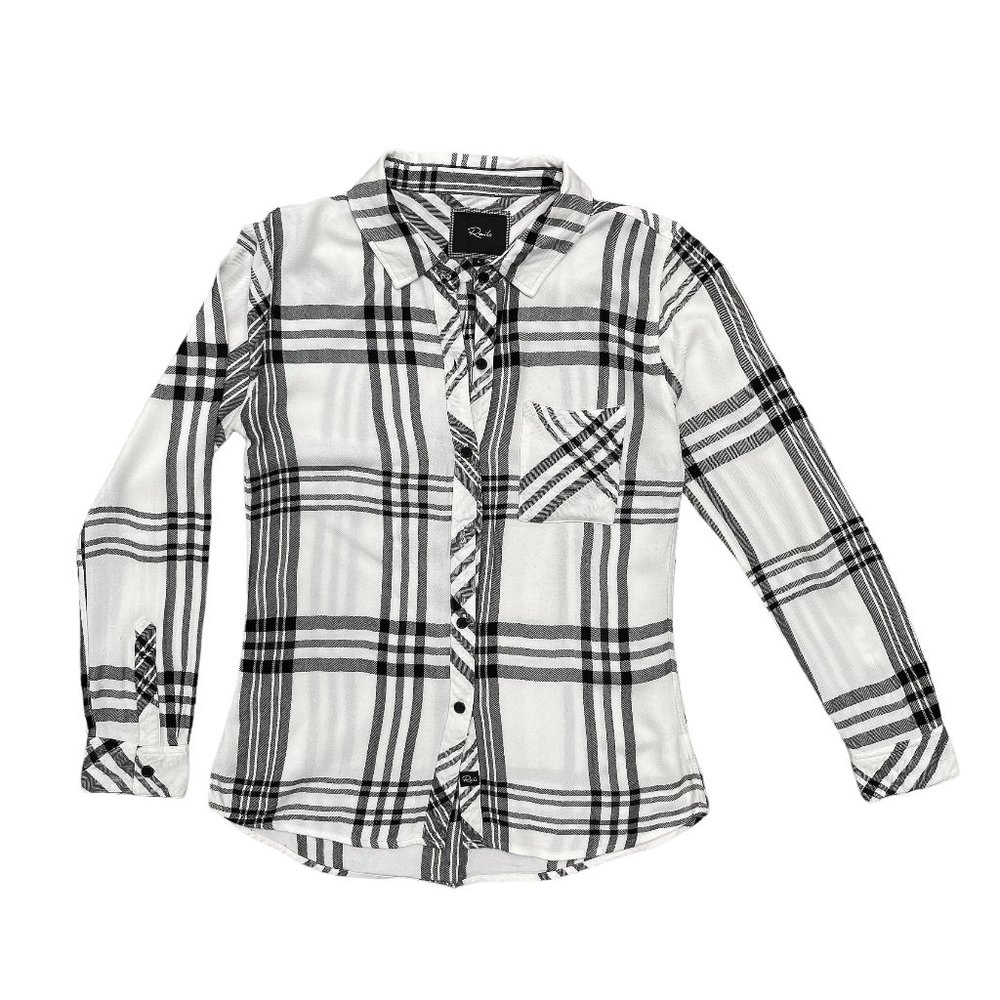 Rails Women's Hunter Plaid Button Up Shirt - White Black | Small